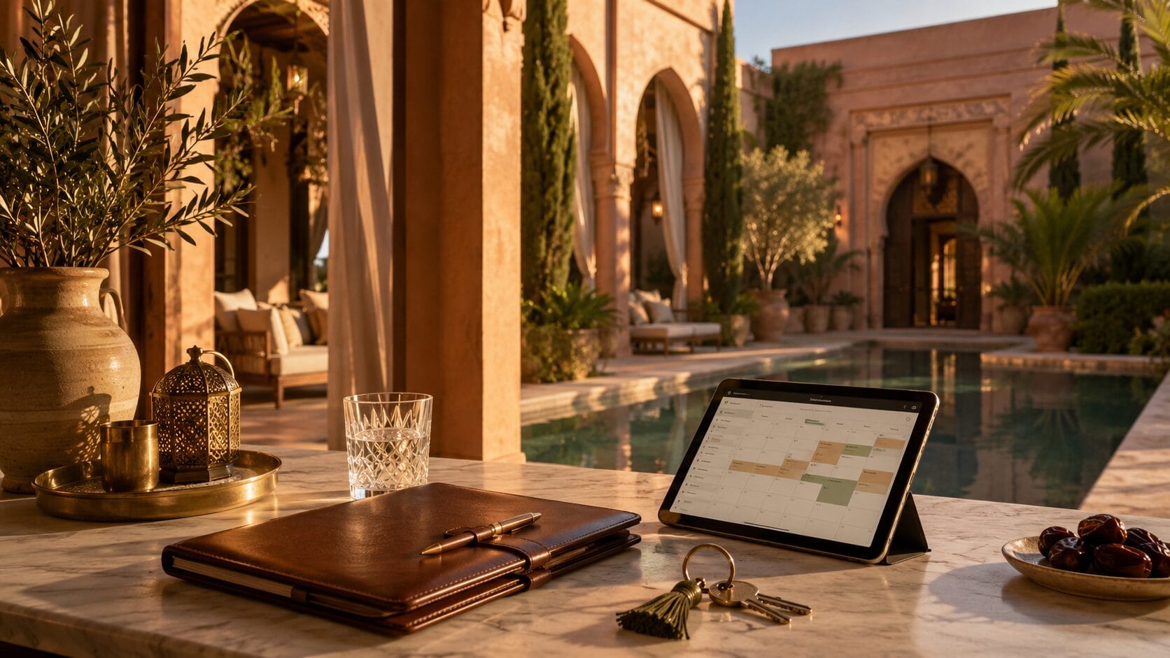 Conciergerie Airbnb Marrakech avec calendrier de réservation dans une villa haut de gamme